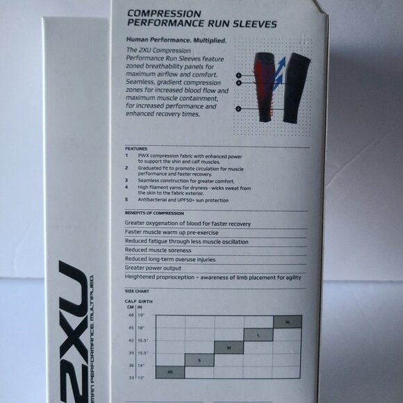 2XU - COMPRESSION PERFORMANCE RUN SLEEVE - UNISEX TITANIUM /BLACK SIZE XL NWT - Picture 5 of 11